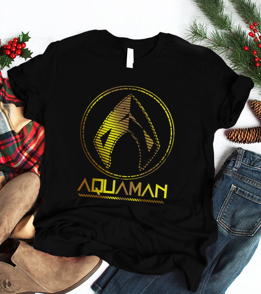 Aquaman Movie Gold Trident Emblem Iconic Symbol T-Shirt