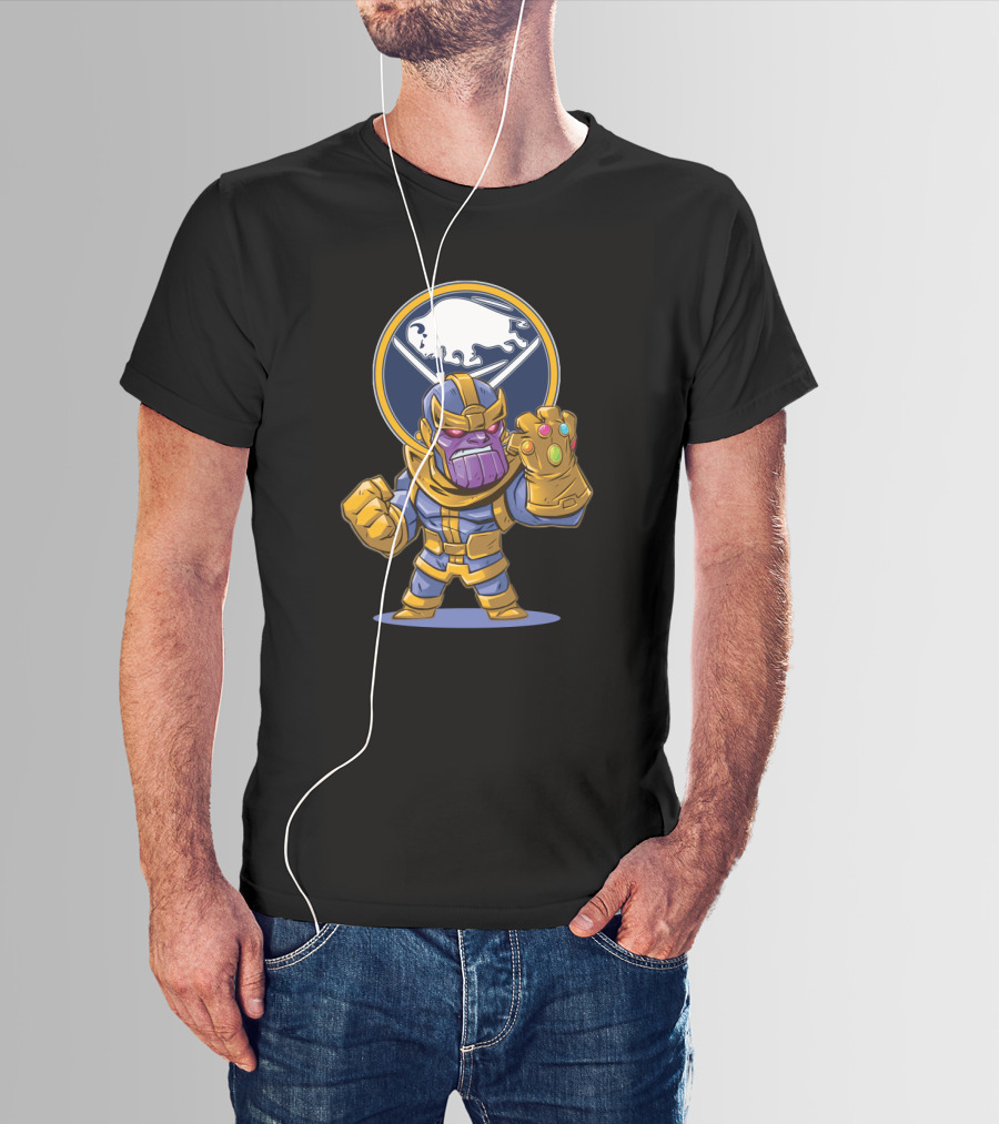 Thanos Holding Infinity Gauntlet In Front Of Buffalo Sabres T-Shirt