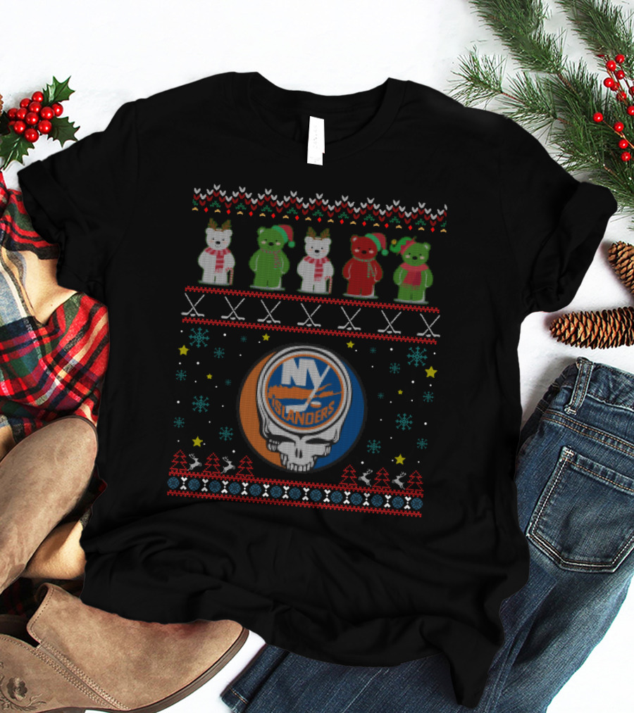 New York Islanders Grateful Dead Bears Holiday T-Shirt