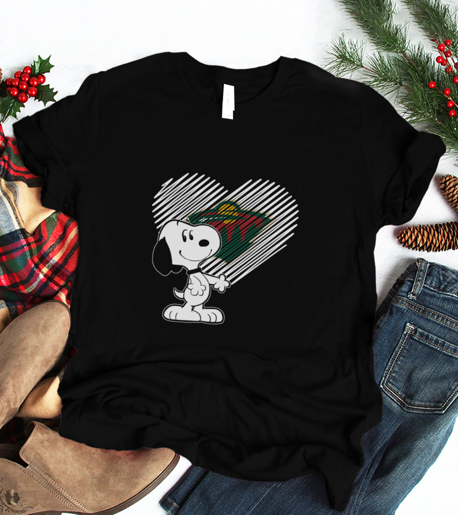 Snoopy Heart Minnesota Wild Iconic Love Collaboration T-Shirt