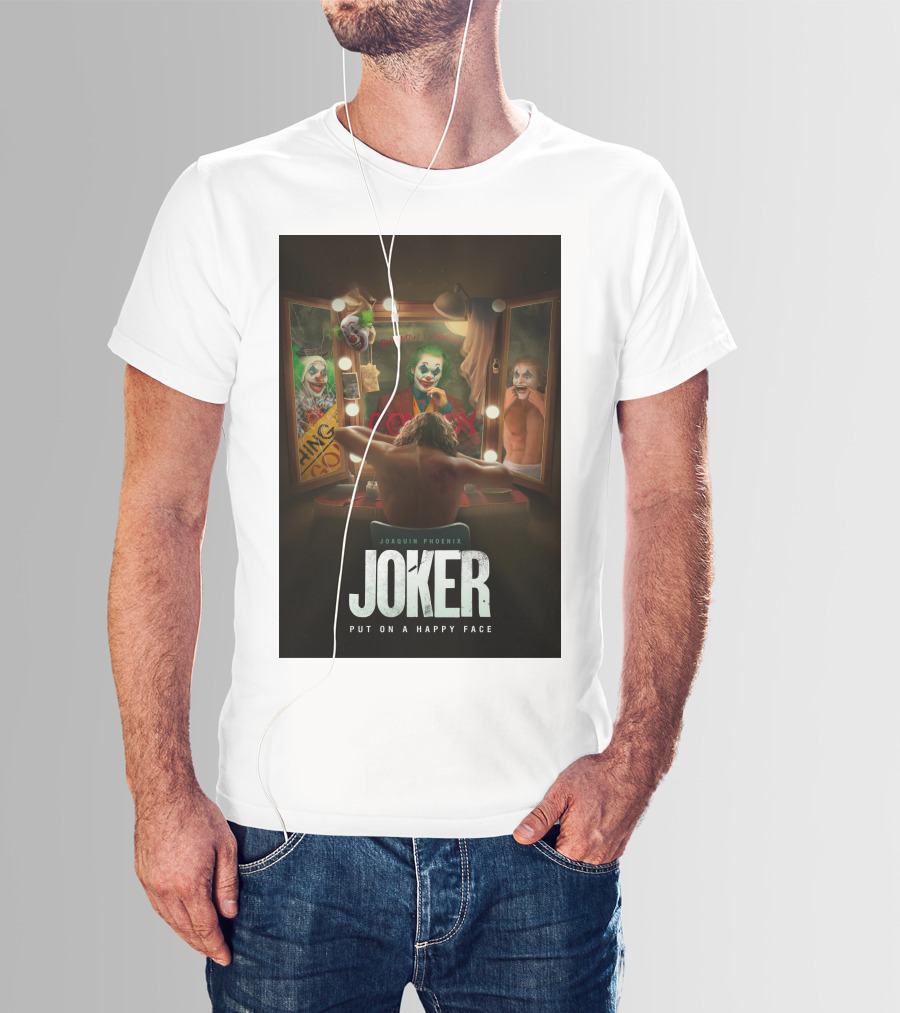 Joaquin Phoenix Joker Put On A Happy Face Mirror Reflection T-Shirt