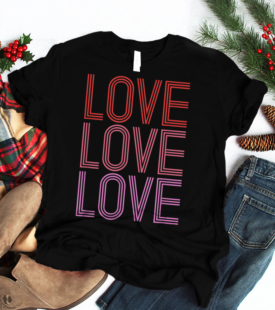 LOVE LOVE LOVE Bold Neon Typography T-Shirt