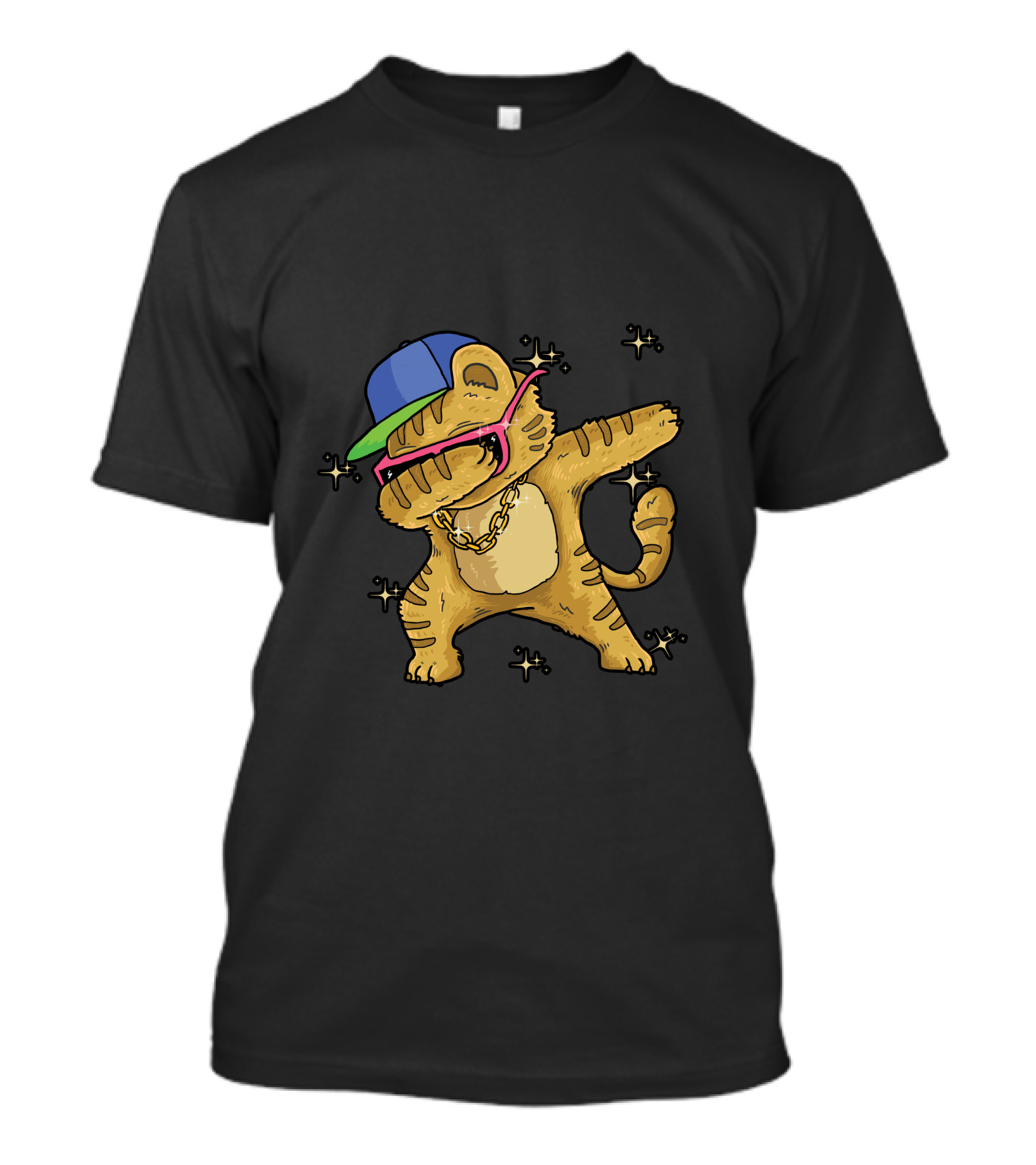 Hip Hop Cat Dab With Cap And Gold Chain T-Shirt