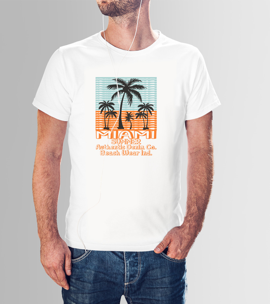 MIAMI SUMMER Authentic Denim Co. Beach Wear Ind T-Shirt