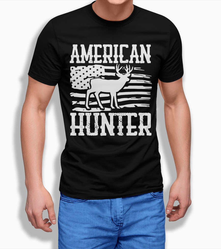American Flag American Hunter Patriot Party Decor Usa T-Shirt