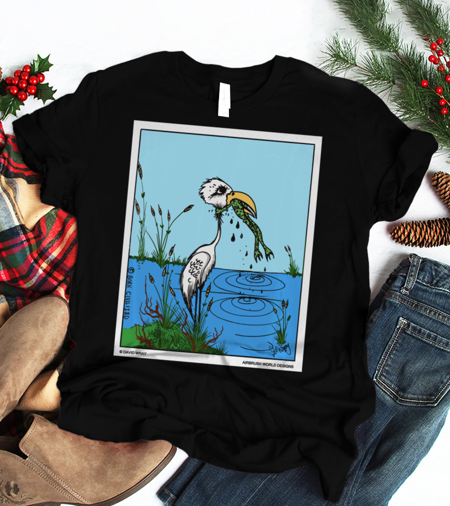 Dont Give Up Frog Bird Inspirational Cartoon By Airbrush World T-Shirt