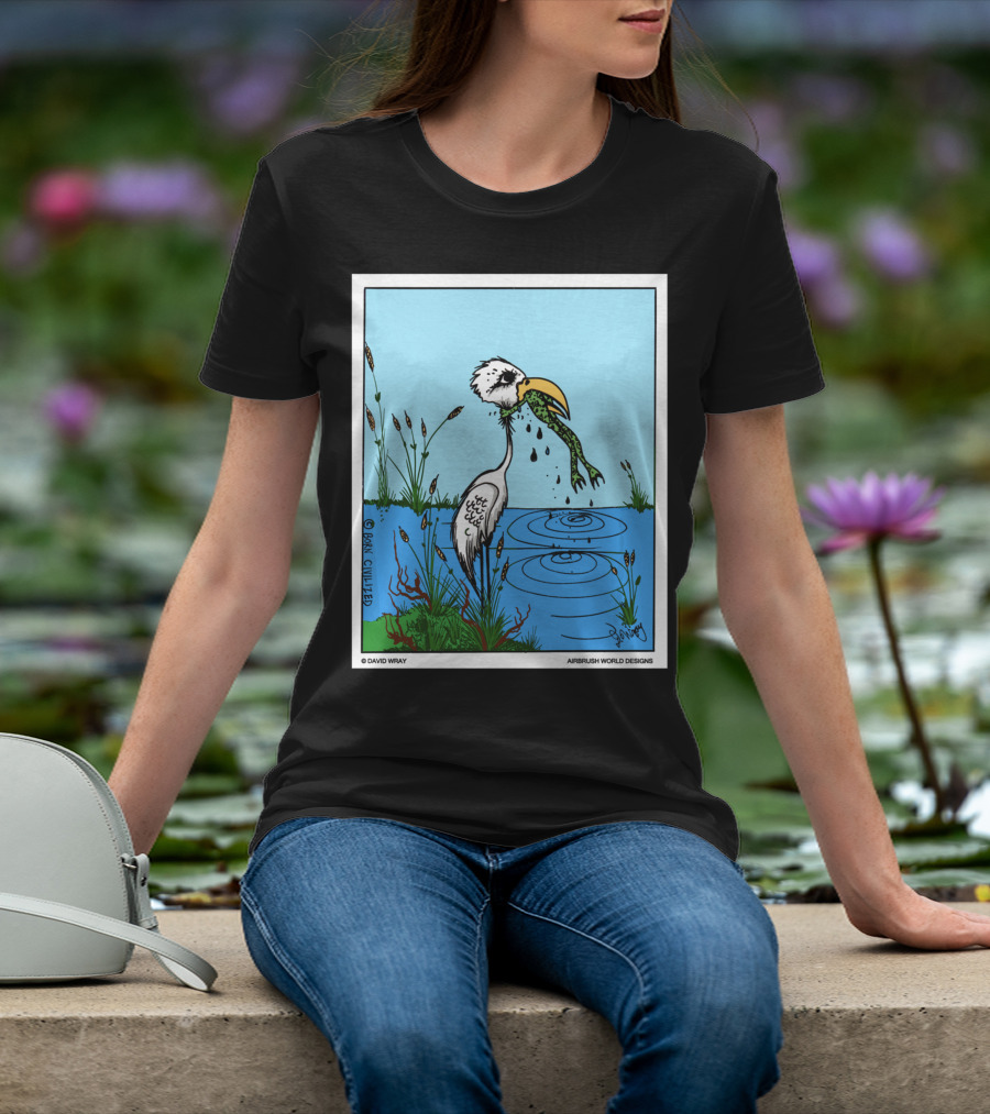 Dont Give Up Frog Bird Inspirational Cartoon By Airbrush World T-Shirt