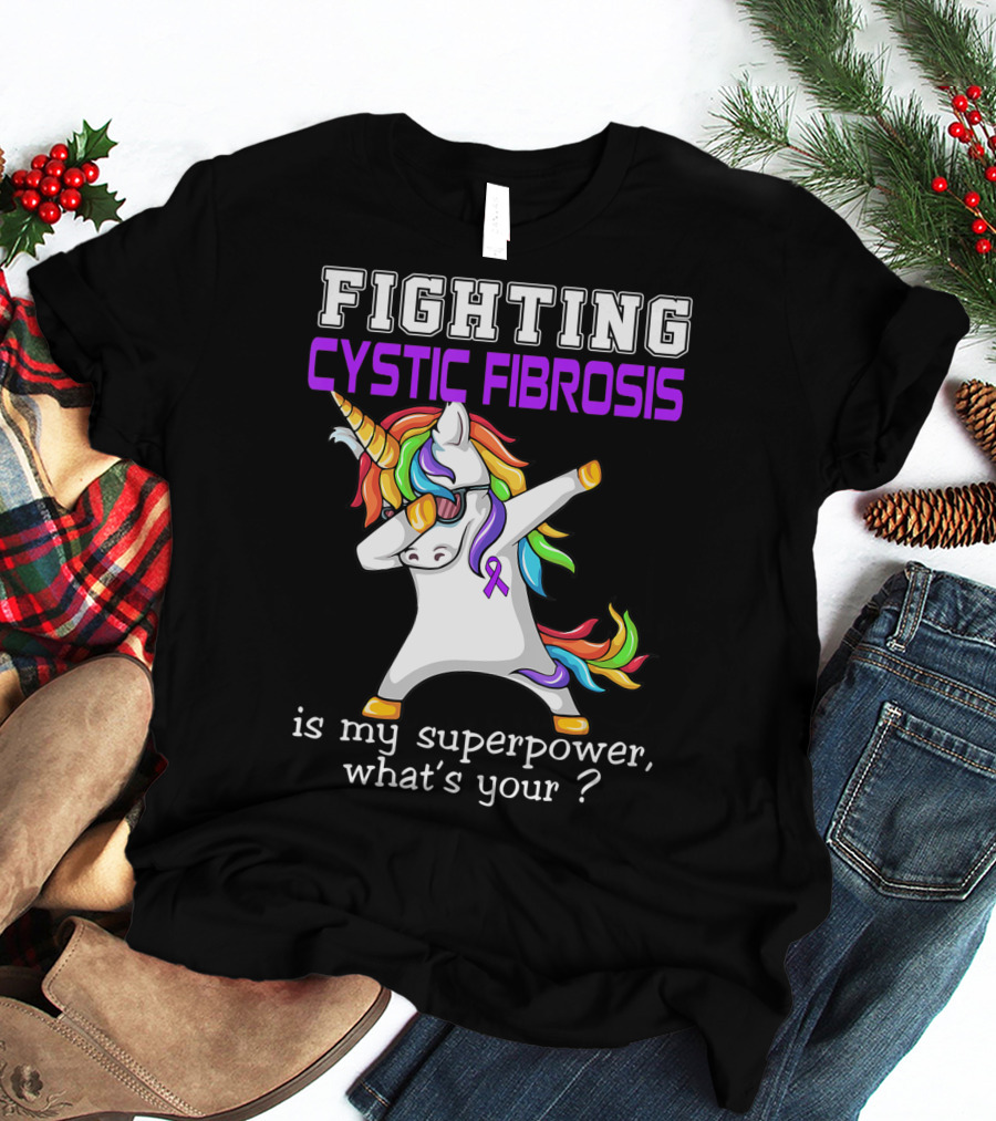 Fighting Cystic Fibrosis Unicorn Superpower Awareness T-Shirt