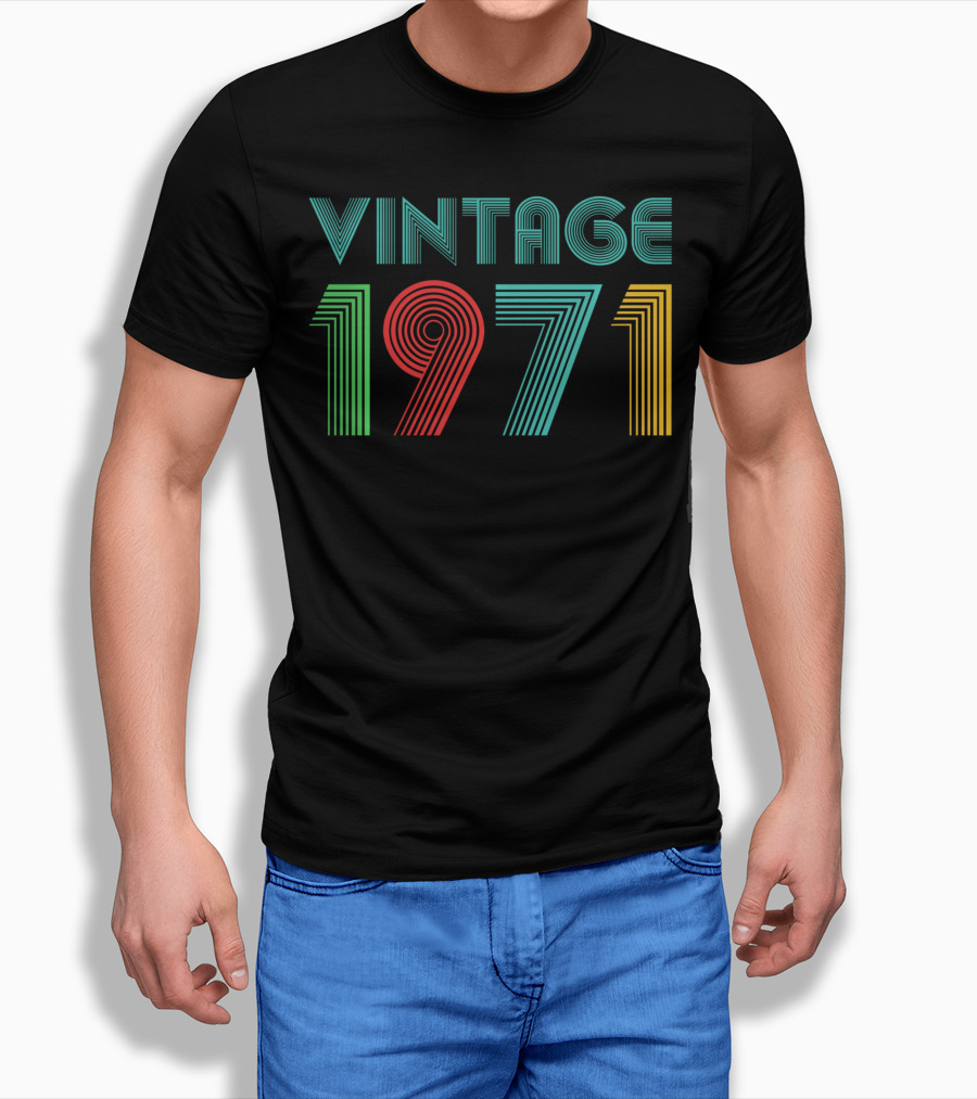 Vintage 1971 Retro Striped Typography T-Shirt