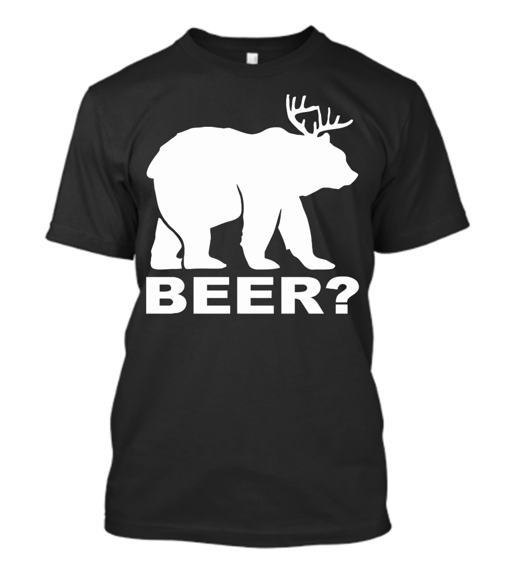 BEER Funny Drinking Party Bear With Antlers Optical Illusion T-Shirt