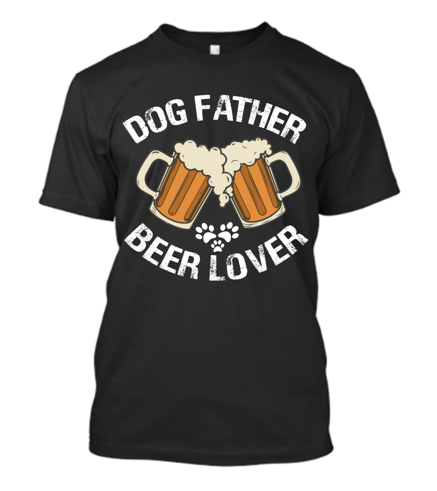 Dog Father Beer Lover Cheers With Paw Print Beer Mugs T-Shirt