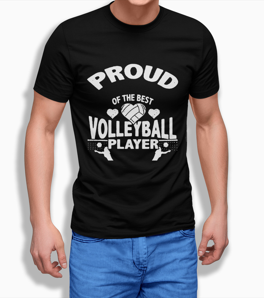 Proud Of The Best Volleyball Player Heart Themed T-Shirt