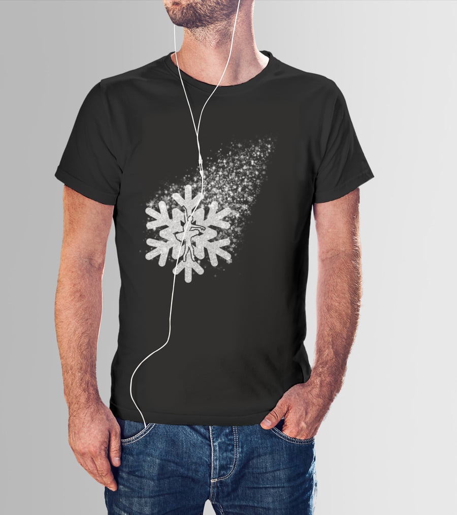 Ballet Dance Silhouette Inside Glittering Snowflake Burst T-Shirt