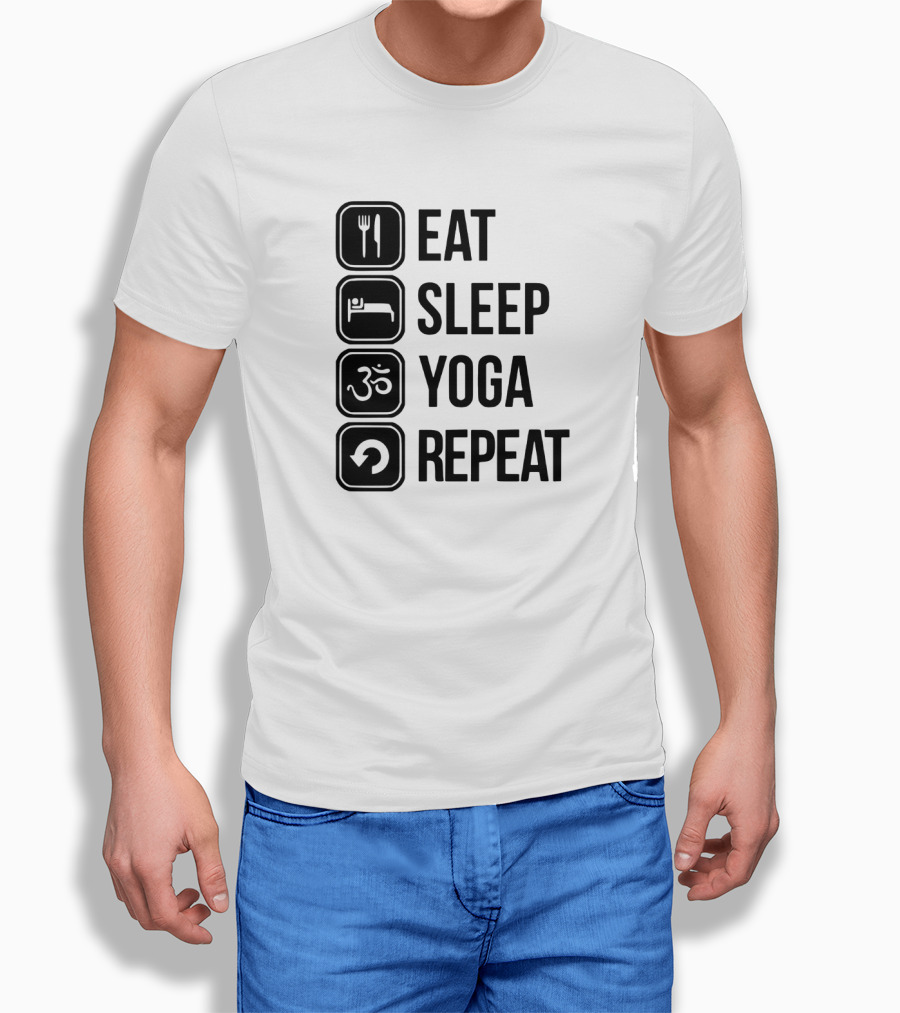 Eat Sleep Yoga Repeat Om Symbol Icons Sequence T-Shirt