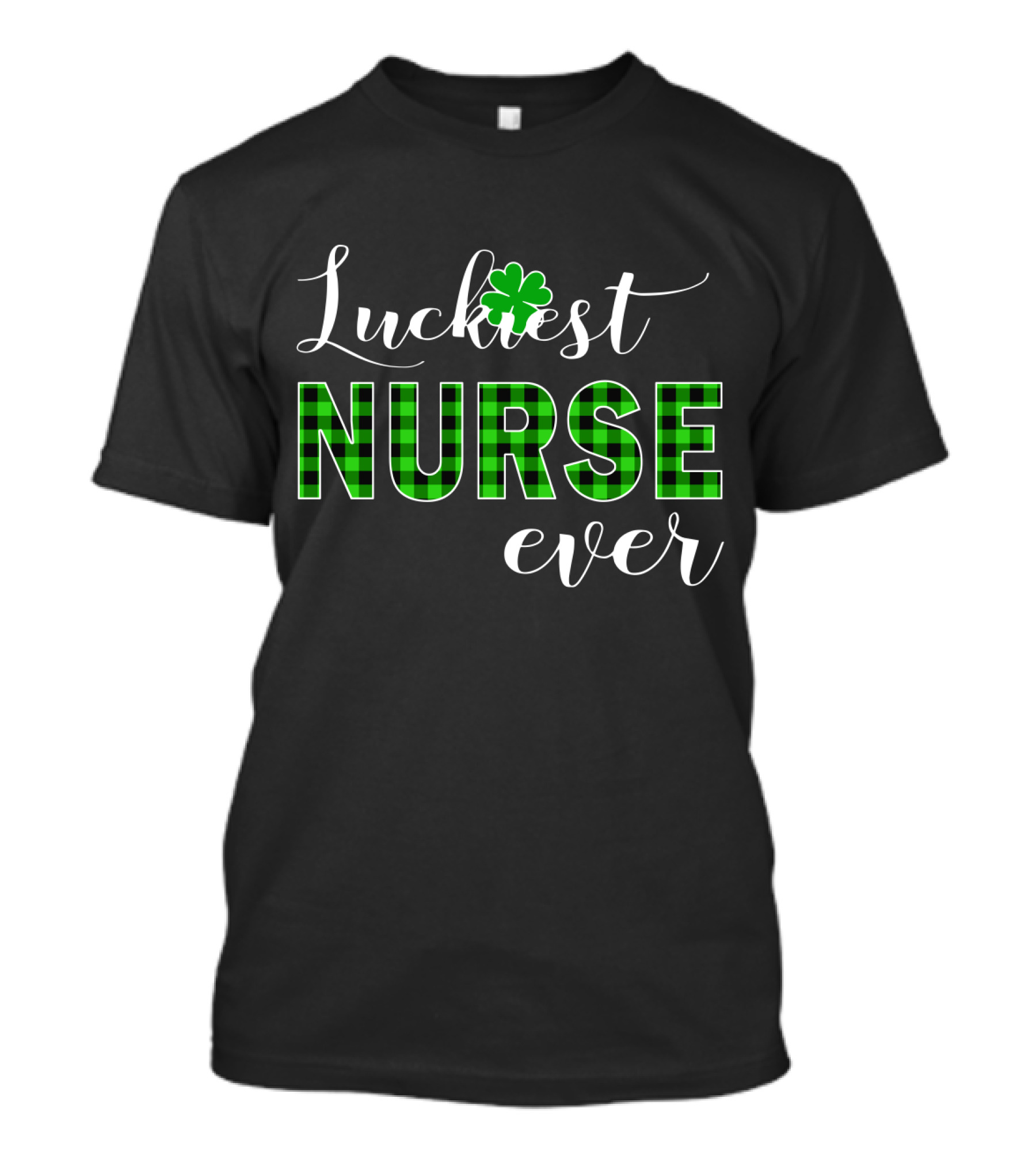 Luckiest Nurse Ever Shamrock Plaid T-Shirt