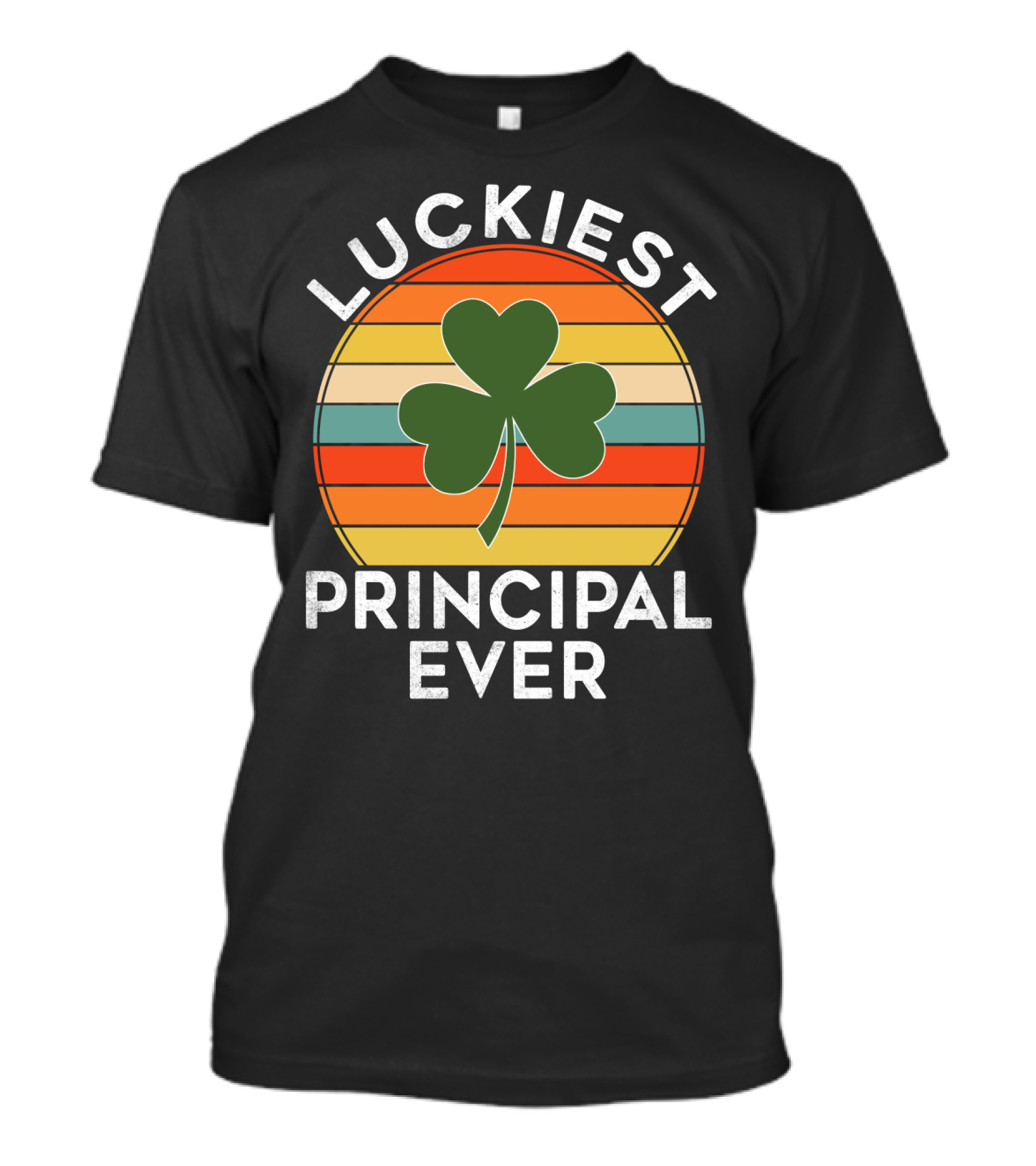 Luckiest Principal Ever Shamrock Retro Stripes T-Shirt