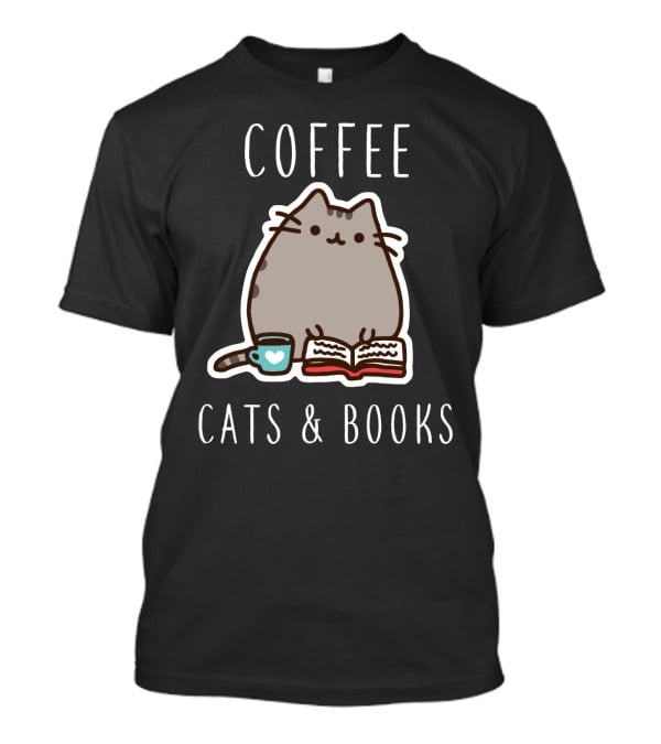 COFFEE CATS And BOOKS PUSHEEN MUG OPEN T-Shirt