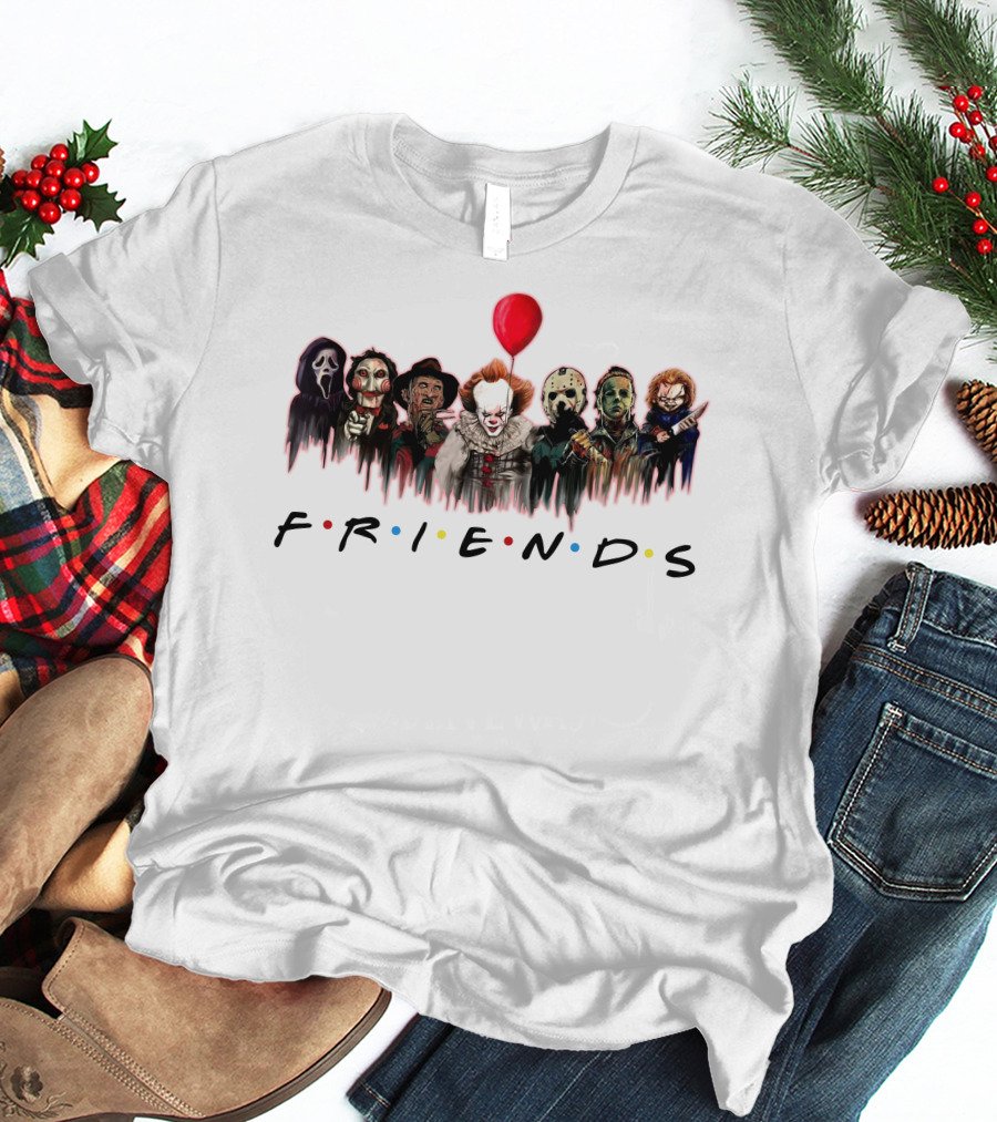 FRIEND KILLER Halloween Horror Characters With Red Balloon T-Shirt