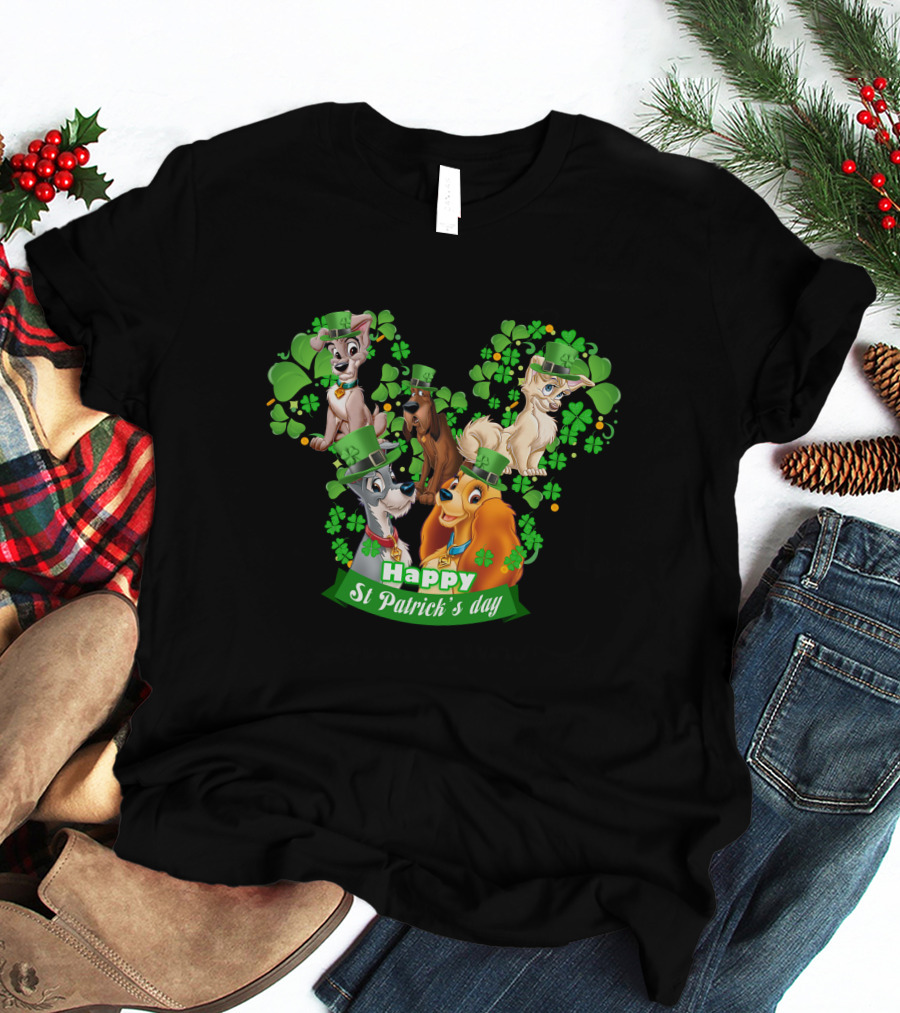 Lady And Tramp Happy St Patrick's Day T-Shirt