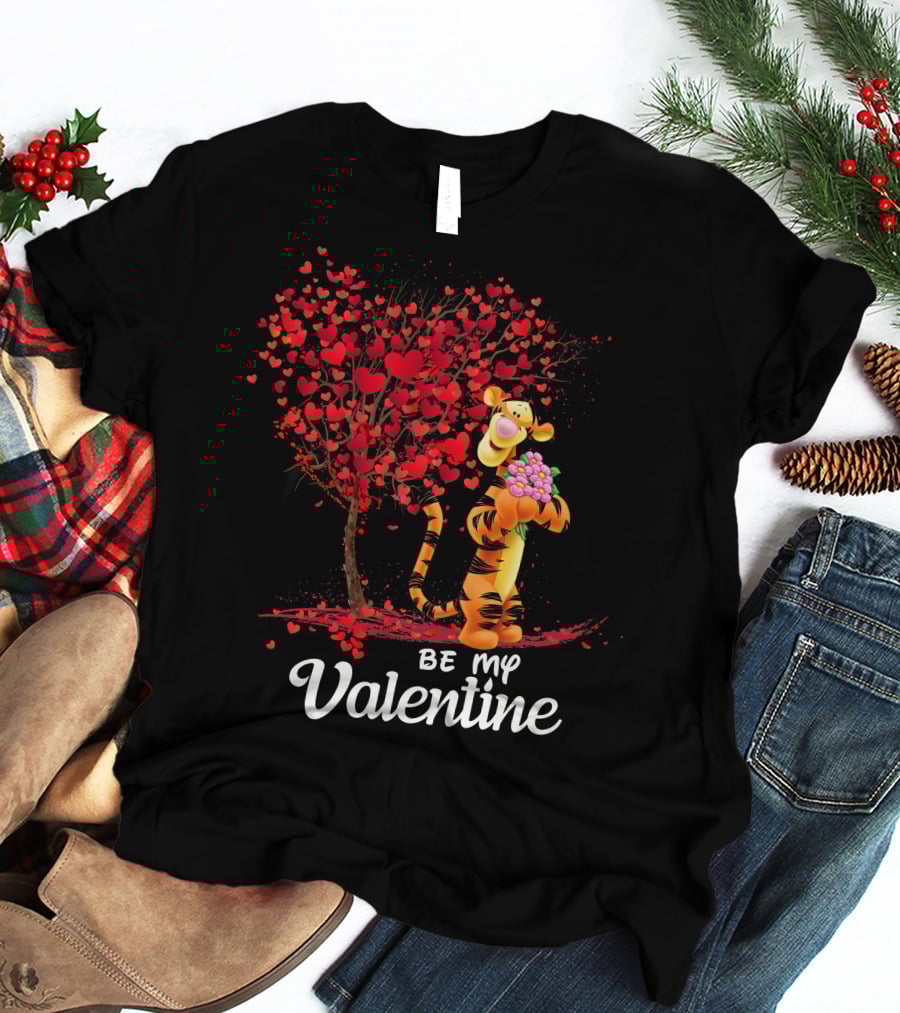 Be My Valentine Tiger Hearts Bouquet T-Shirt
