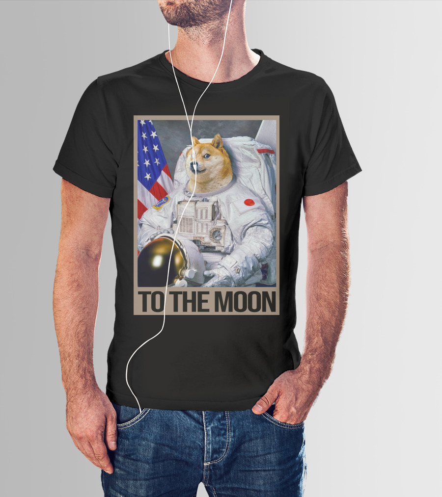 Shibainu Dogecoin Astronaut To The Moon T-Shirt