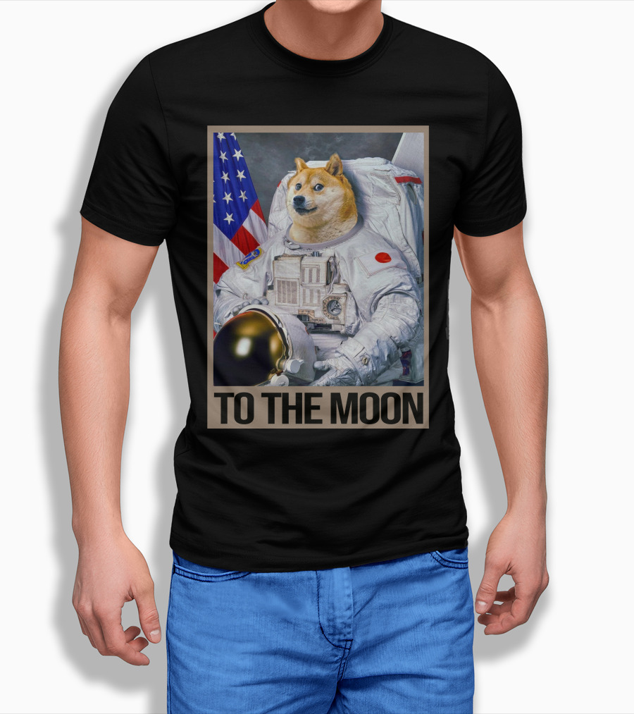 Shibainu Dogecoin Astronaut To The Moon T-Shirt