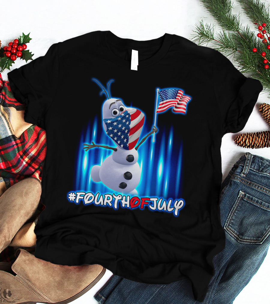 FourthofJuly Olaf Holding American Flag T-Shirt