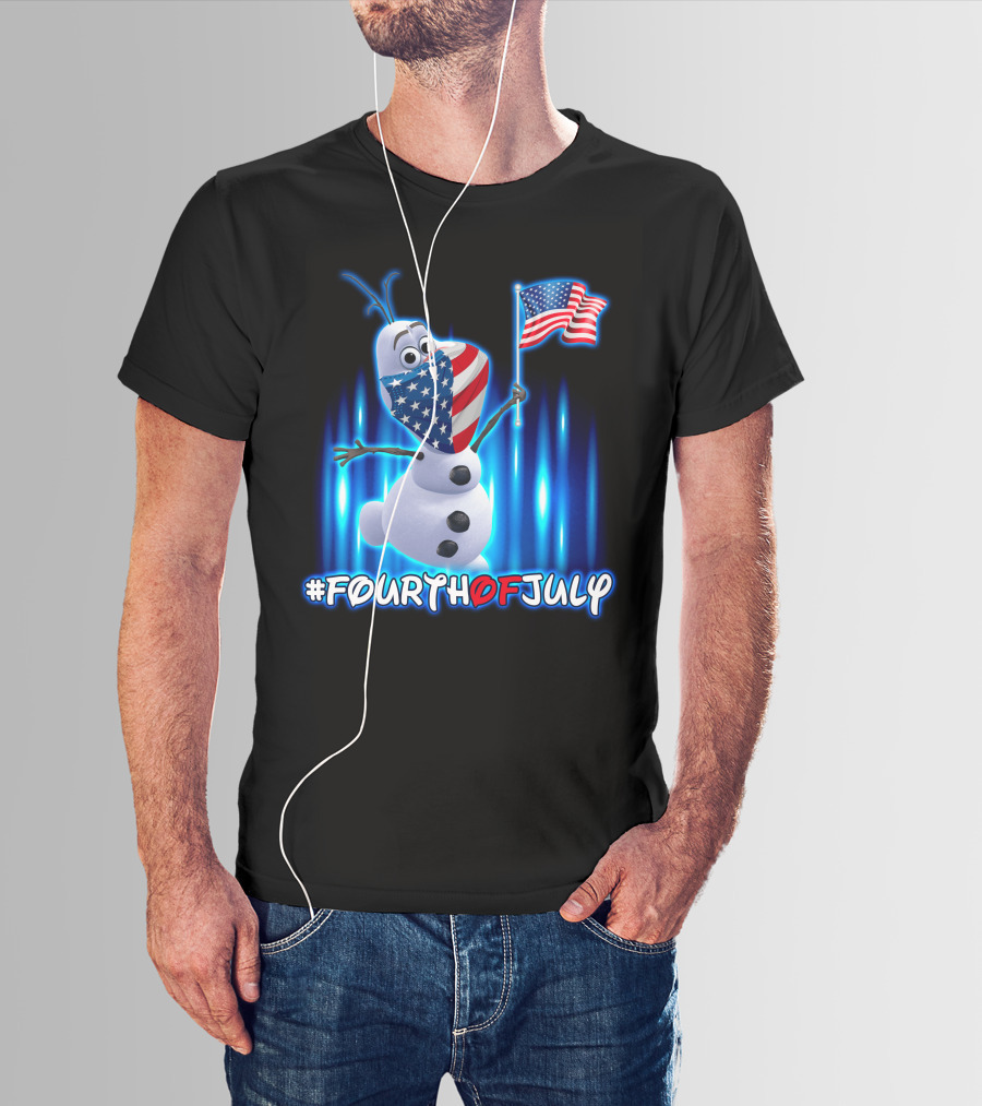 FourthofJuly Olaf Holding American Flag T-Shirt