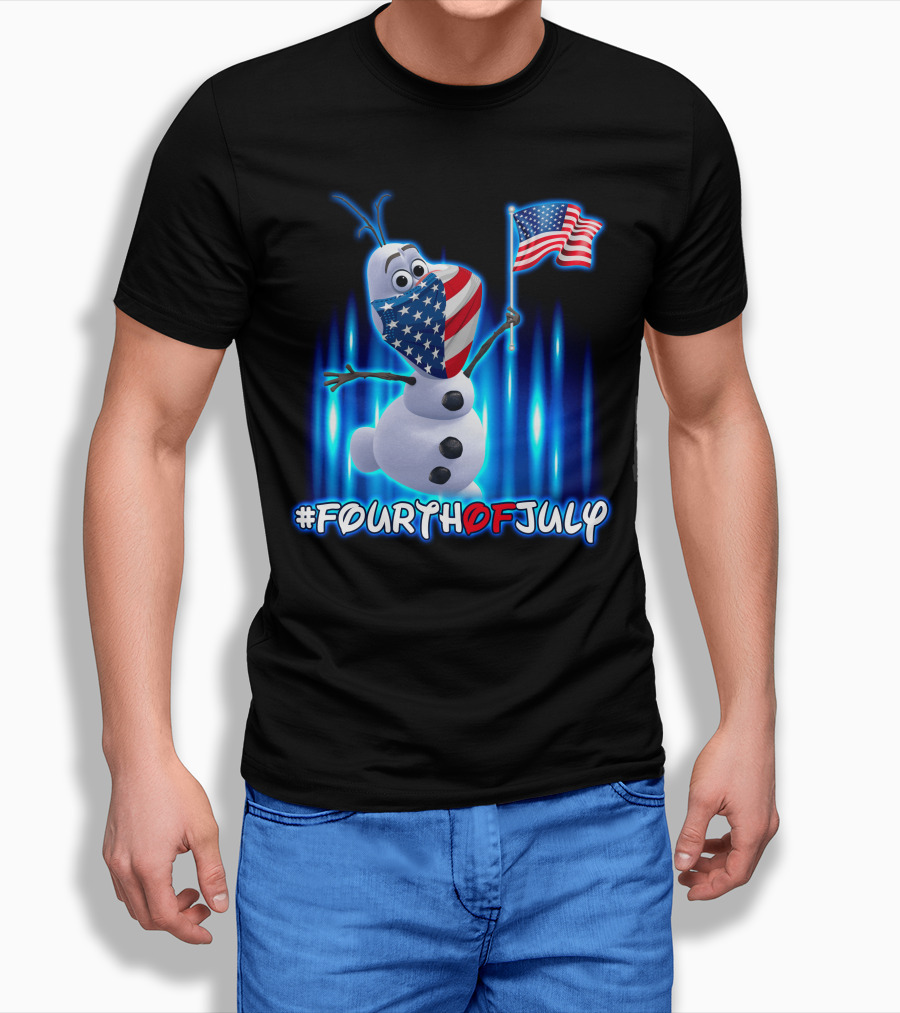 FourthofJuly Olaf Holding American Flag T-Shirt