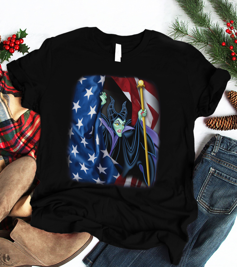 Maleficent Holding Scepter With American Flag Fourth Of July T-Shirt