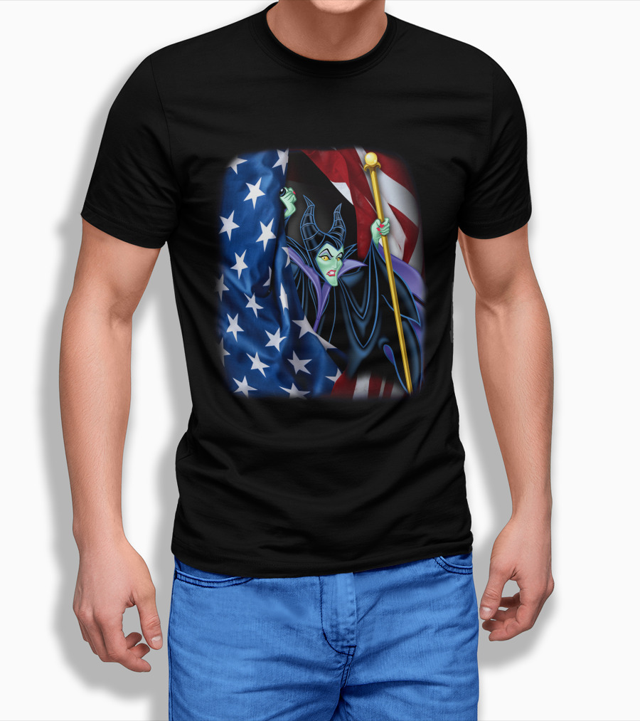 Maleficent Holding Scepter With American Flag Fourth Of July T-Shirt