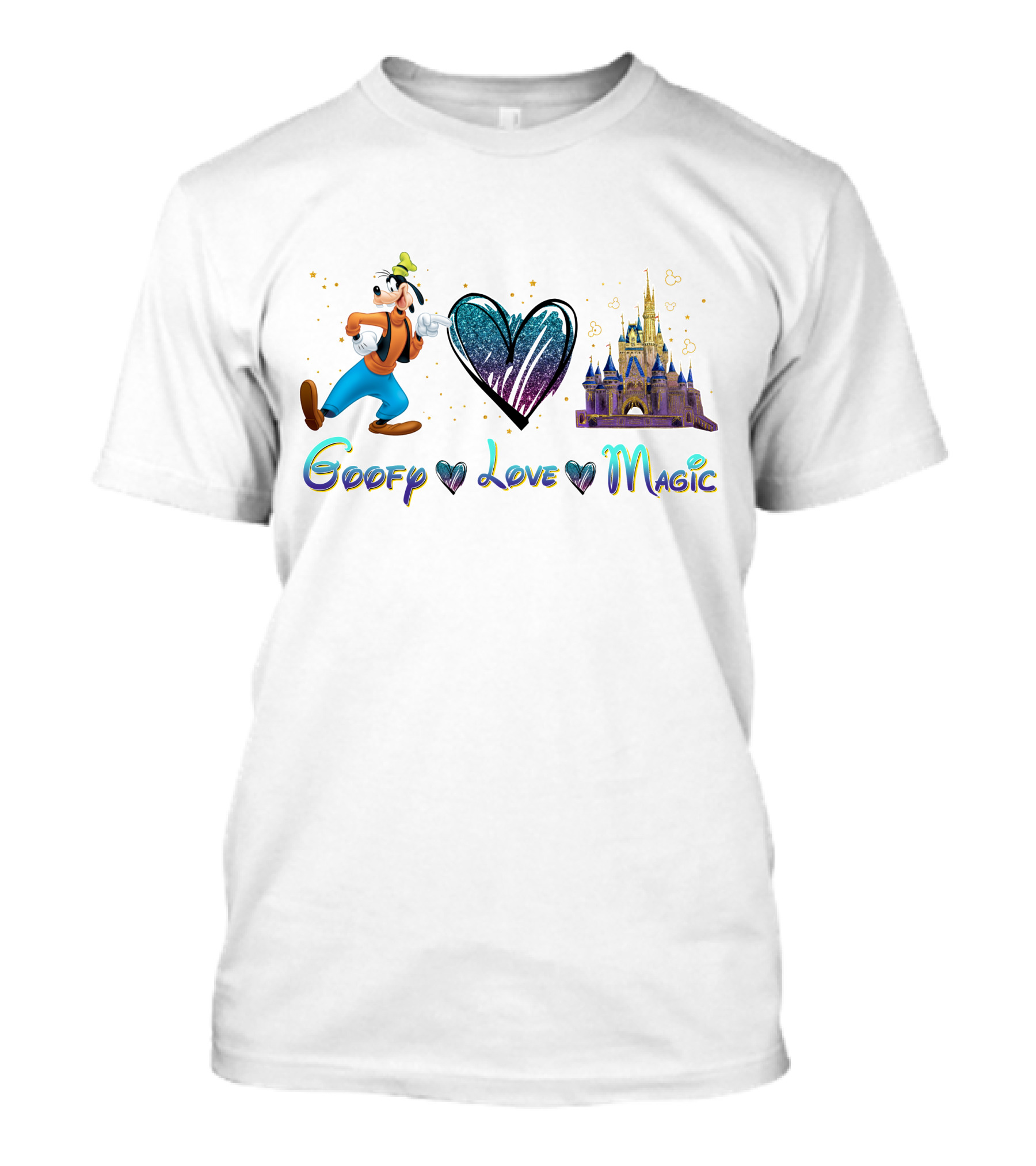 Goofy Love Magic Heart Castle Disney T-Shirt