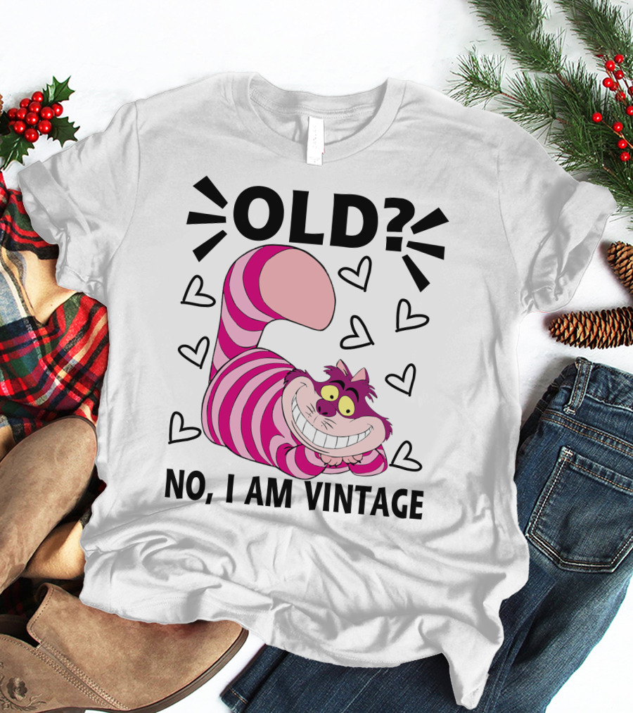 OLD NO I AM VINTAGE Cheshire Cat Hearts T-Shirt