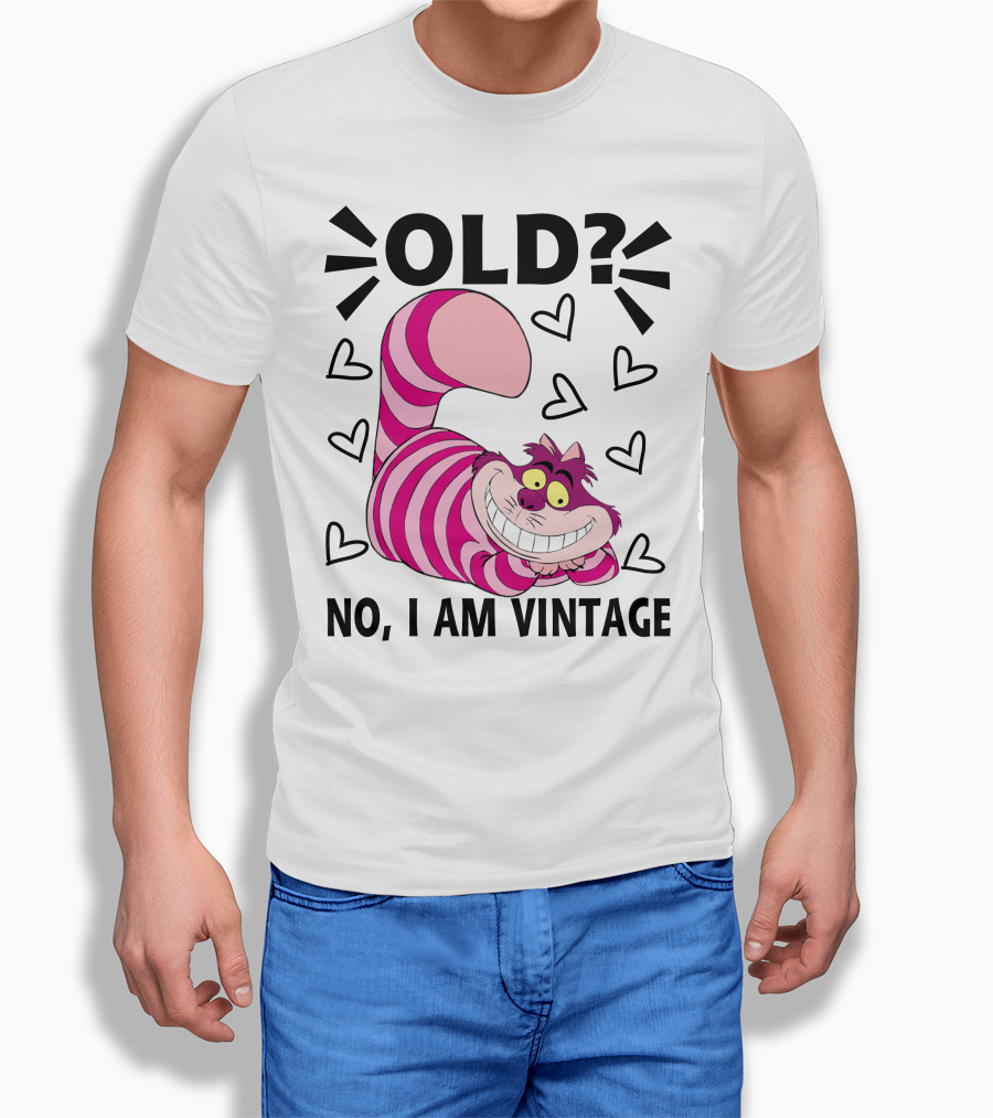 OLD NO I AM VINTAGE Cheshire Cat Hearts T-Shirt