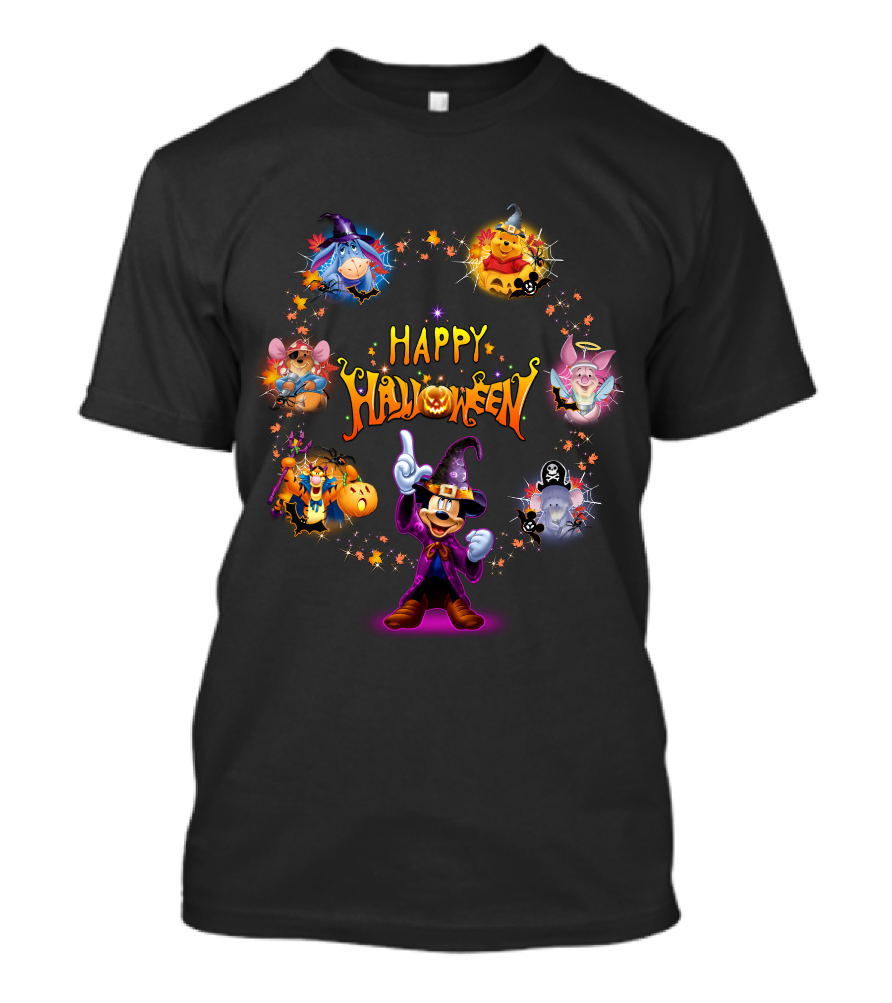 Happy Halloween Winnie The Pooh Disney Characters Magic Circle T-Shirt