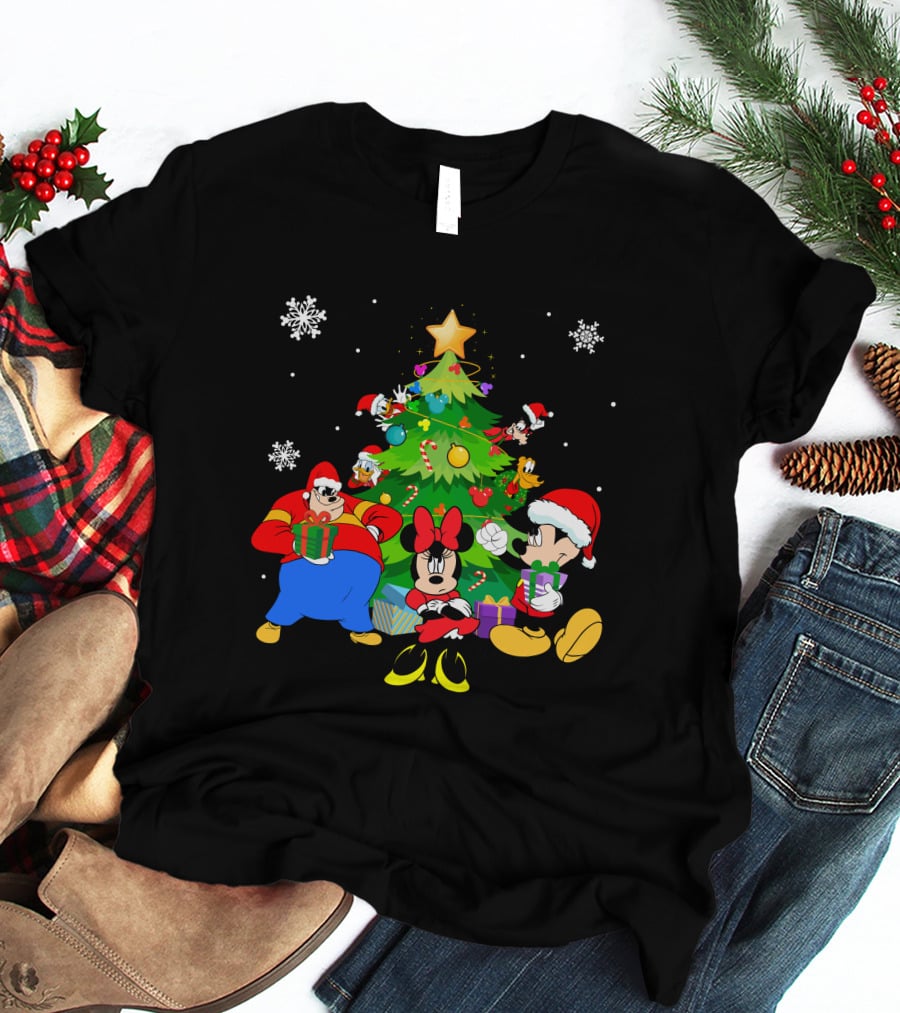 MK And Friends Christmas Tree Holiday Celebration With Gifts And Snowflakes T-Shirt