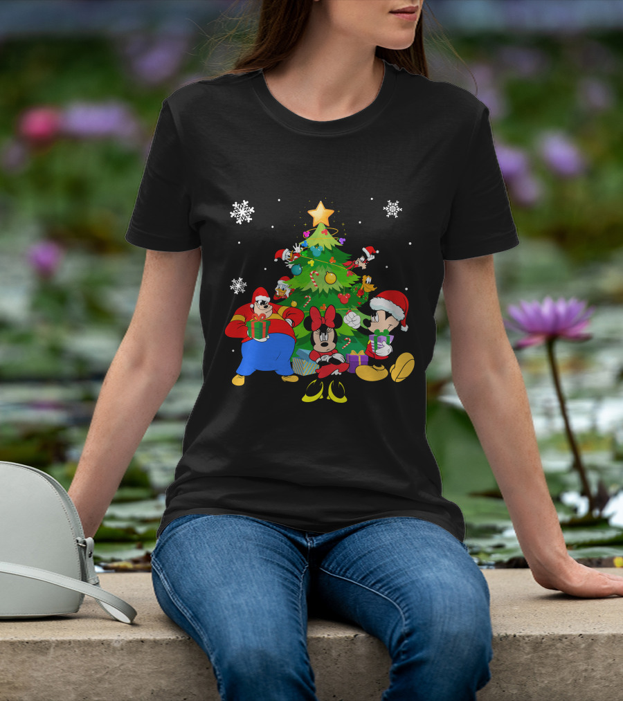 MK And Friends Christmas Tree Holiday Celebration With Gifts And Snowflakes T-Shirt