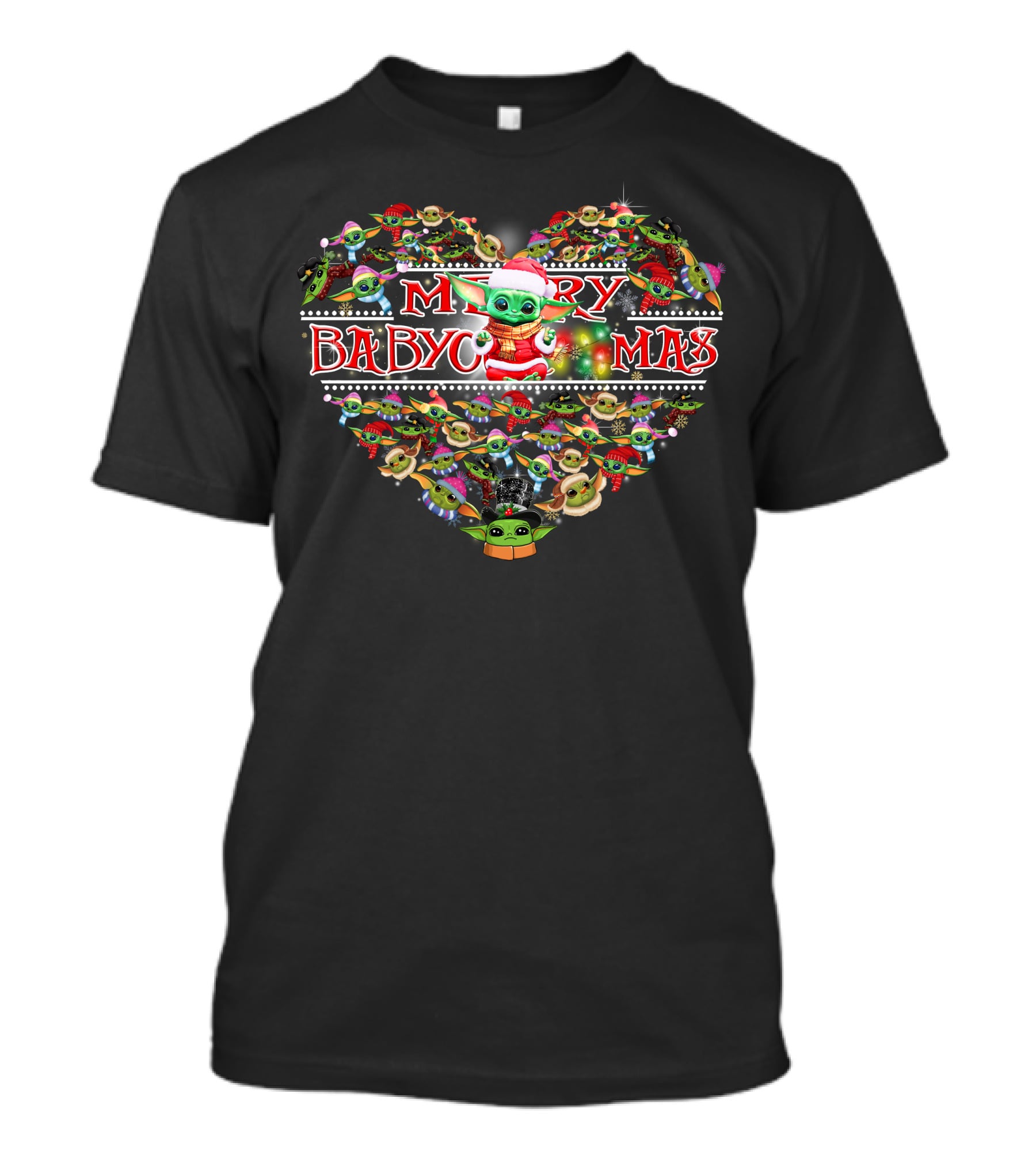 Merry Baby Yoda Christmas Heart T-Shirt