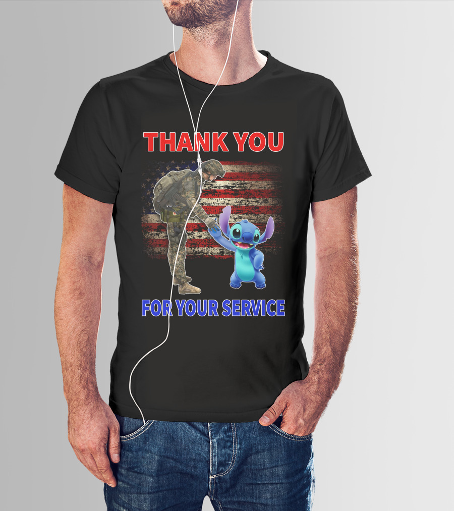 THANK YOU FOR YOUR SERVICE STITCH SOLDIER AMERICAN FLAG T-Shirt