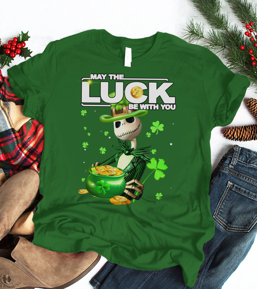 MAY THE LUCK BE WITH YOU St. Patrick's Day Jack Skellington Coin Pot T-Shirt