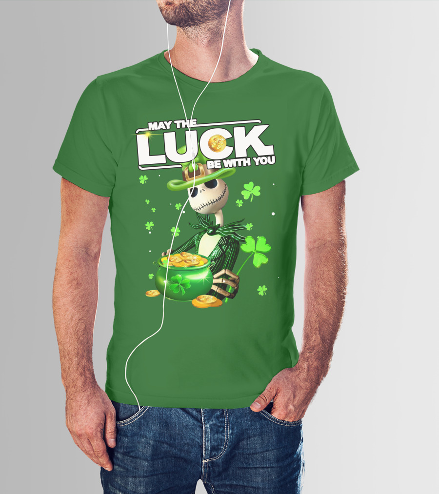MAY THE LUCK BE WITH YOU St. Patrick's Day Jack Skellington Coin Pot T-Shirt