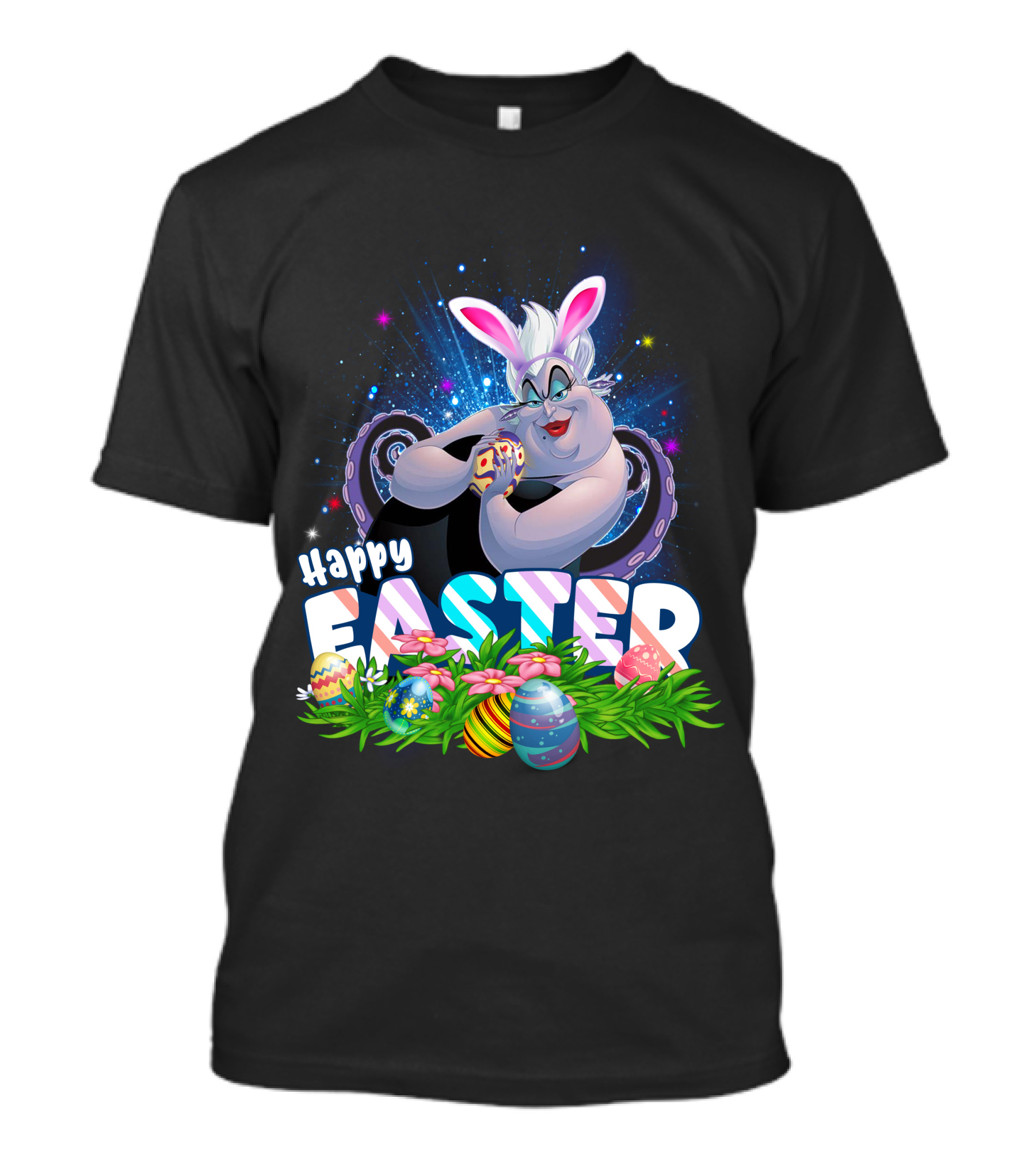 Ursula Happy Easter Bunny Eggs And Flowers T-Shirt