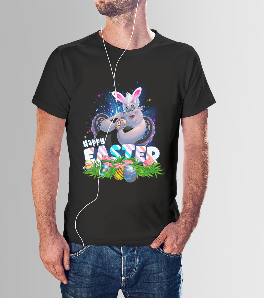 Ursula Happy Easter Bunny Eggs And Flowers T-Shirt