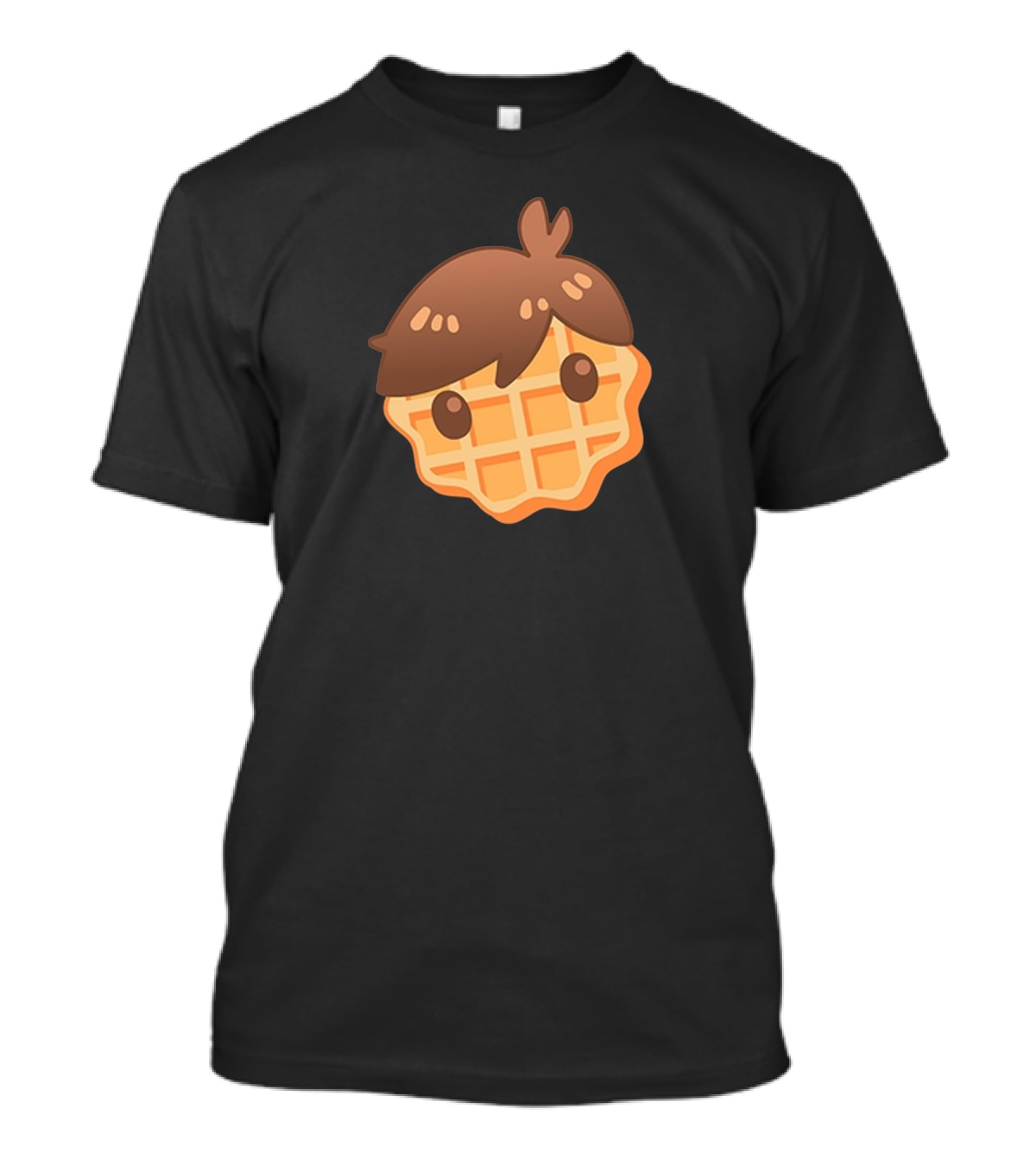 Waffle Head Cute Breakfast Character Face With Hair T-Shirt