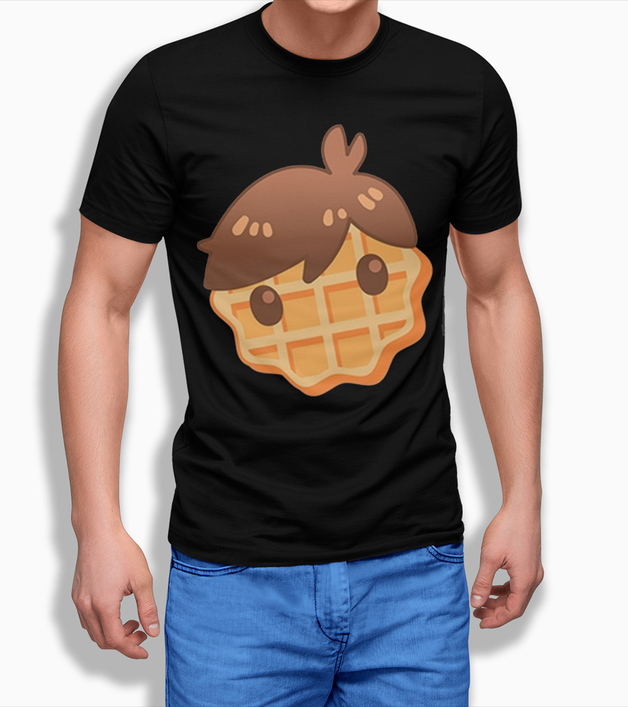 Waffle Head Cute Breakfast Character Face With Hair T-Shirt