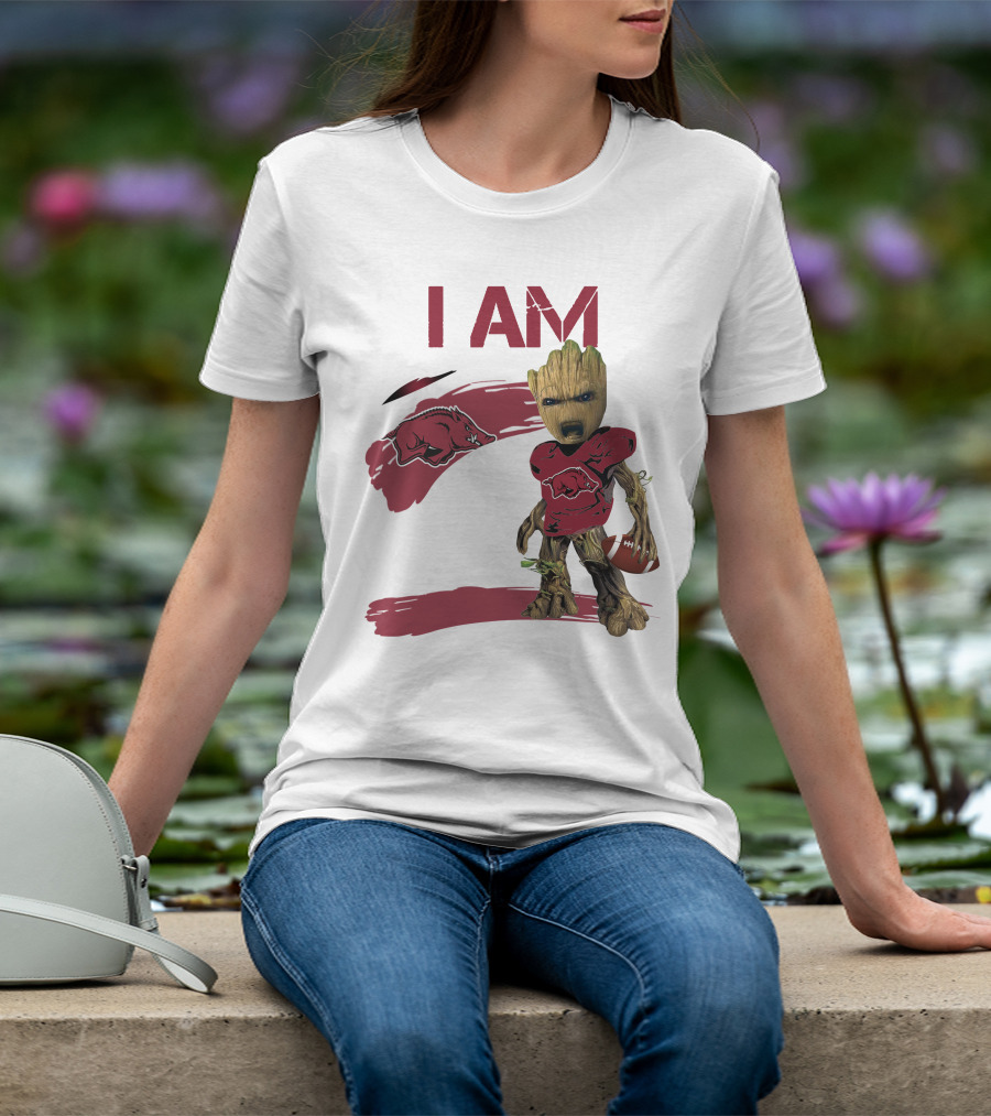 I AM Arkansas Razorbacks Football Groot Fan T-Shirt