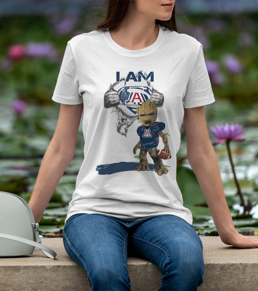 I Am Arizona Baby Groot Superman Football Fan T-Shirt