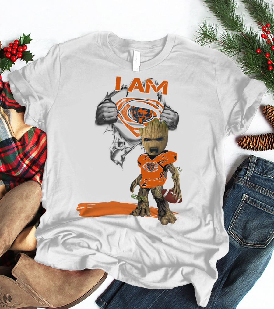 I Am Chicago Bears Baby Groot Football Superman T-Shirt