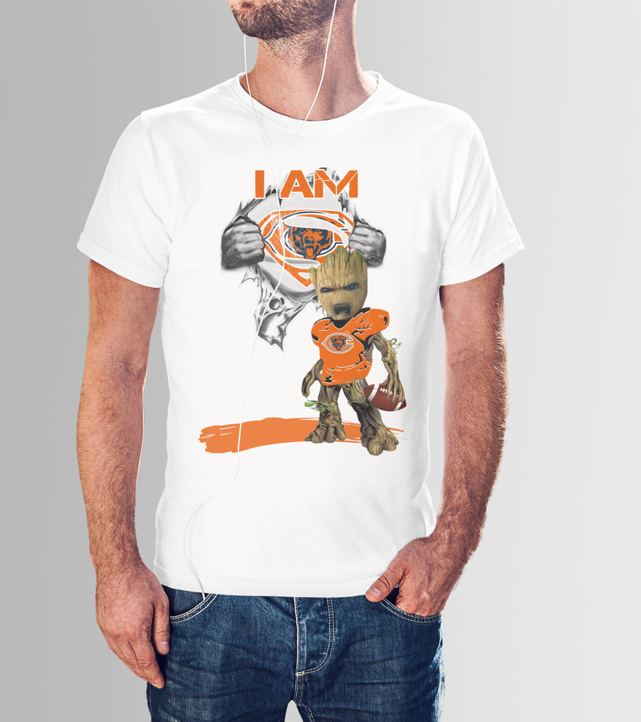 I Am Chicago Bears Baby Groot Football Superman T-Shirt