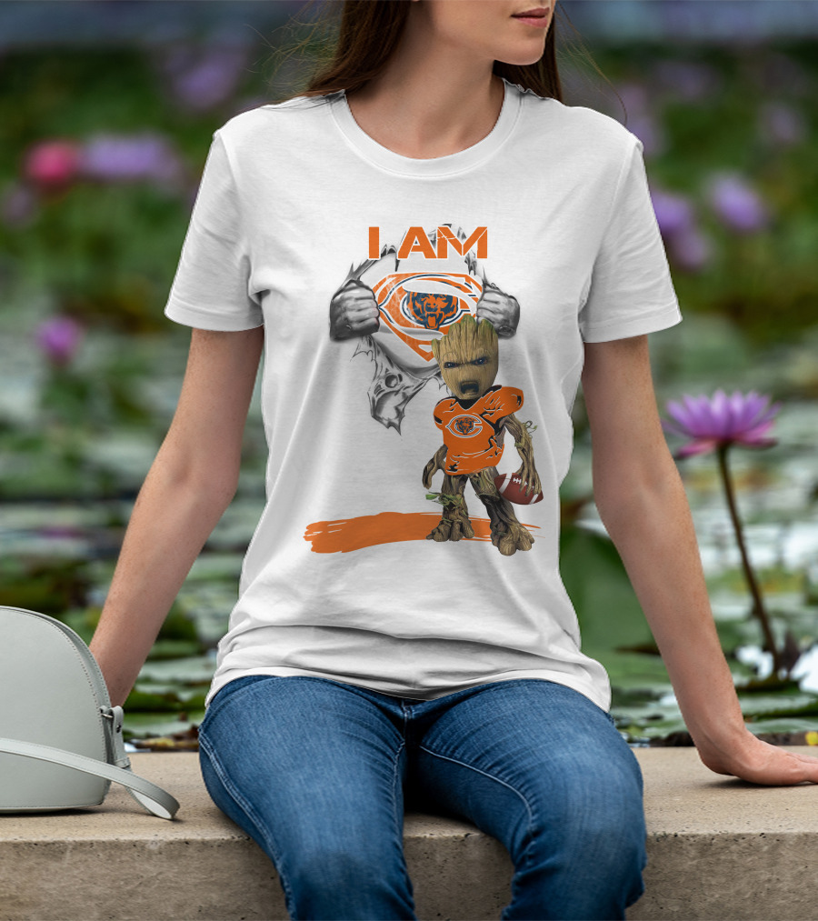 I Am Chicago Bears Baby Groot Football Superman T-Shirt